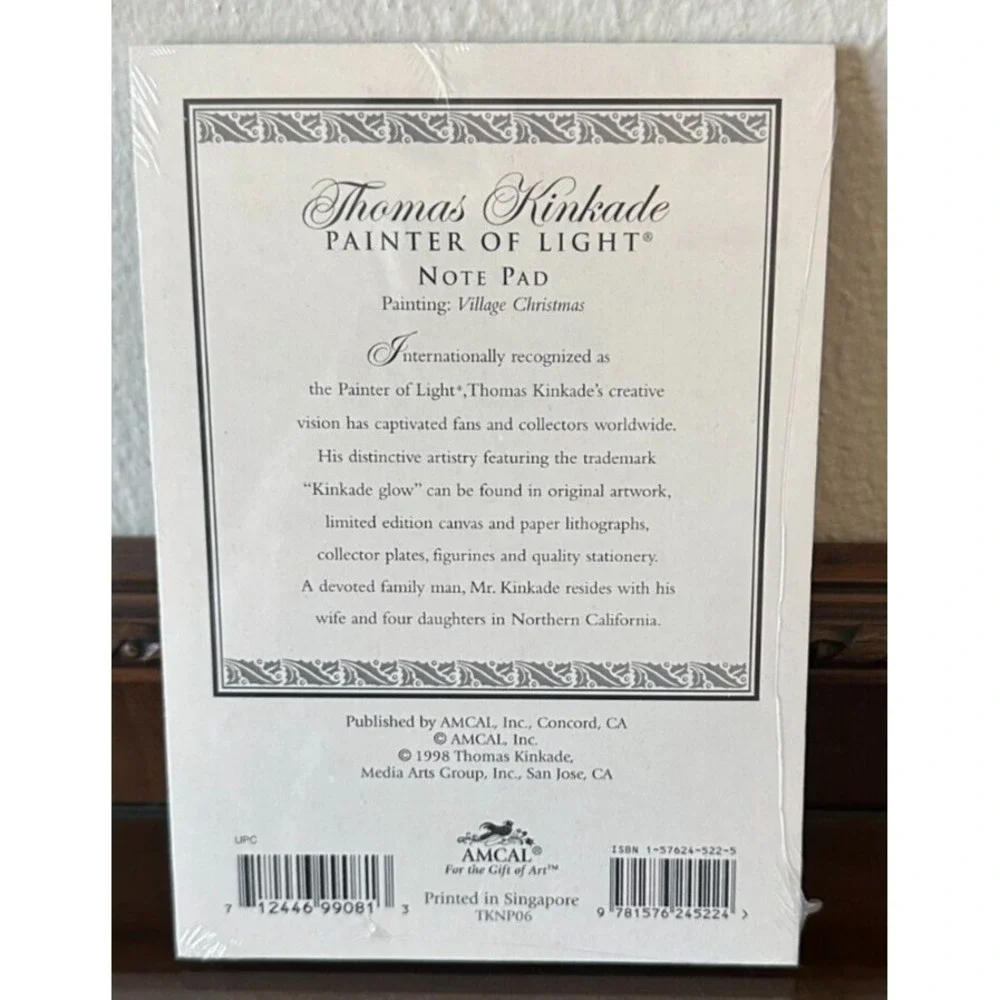 1998 NIP Vtg Thomas Kinkade‎ Painter of Light Holiday Winter Notepad